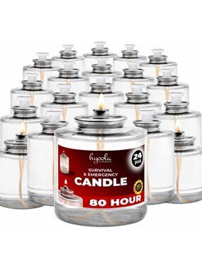 Long Burning Liquid Candles - 80 Hour Burn Time, 24 Pack for Survival